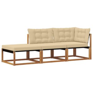 vidaXL Unités de sofa sectionnel d'extérieur 3 Pièce Naturel