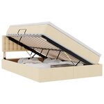 vidaXL Lit de rangement LED avec matelas Crème 140 x 190 cm Tissu
