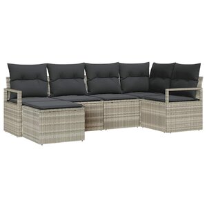 vidaXL Ensemble de canapé de jardin avec coussin 6 Pièces Gris clair