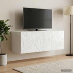 vidaXL Meuble TV mural 98 x 31 cm Blanc brillant Bois d'ingénierie
