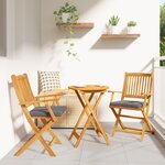 Chaises de jardin pliantes vidaXL avec coussin gris 2 pièces en bois d'acacia solide