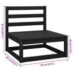 vidaXL Canapé à 4 places de jardin Noir Bois de pin solide