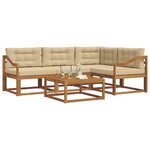 vidaXL Ensemble de canapés d'extérieur 5 Pièces Naturel et Beige