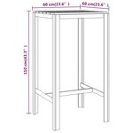 vidaXL Table de bar 60x60x110 cm Bois de pin imprégné