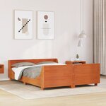 vidaXL Cadre de lit sans matelas cire marron 140x190cm bois pin massif