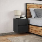 vidaXL Table de chevet murale avec lumières LED noir