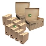Pack and Move - Lot de 8 boites archives Taille L - 54 x 36 x 28 cm - Caisse de stockage incluse