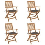 vidaXL Chaises pliables de jardin lot de 4 avec coussins Bois d'acacia