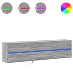 vidaXL Meuble TV mural avec LED sonoma gris 180x31x45 cm