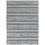 Tapis Terra - 160 x 230 cm - Bande ethno blanc et noir