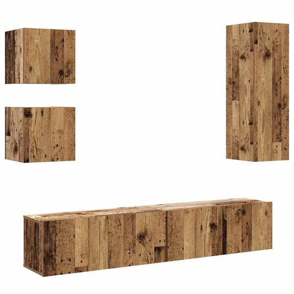 vidaXL Ensemble de meuble TV mural 5 Pièces vieux bois bois d'ingénierie