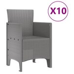 vidaXL Ensemble de salle à manger pour jardin 11 Pièces Gris clair