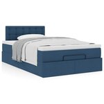 vidaXL Cadre de lit ottoman avec matelas bleu 120x190 cm tissu