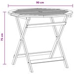 vidaXL Table de jardin pliante Marron Ø 90 x 75 cm