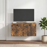 vidaXL Meuble TV mural Chêne fumé 59 5 x 31 x 30 cm Bois d'ingénierie