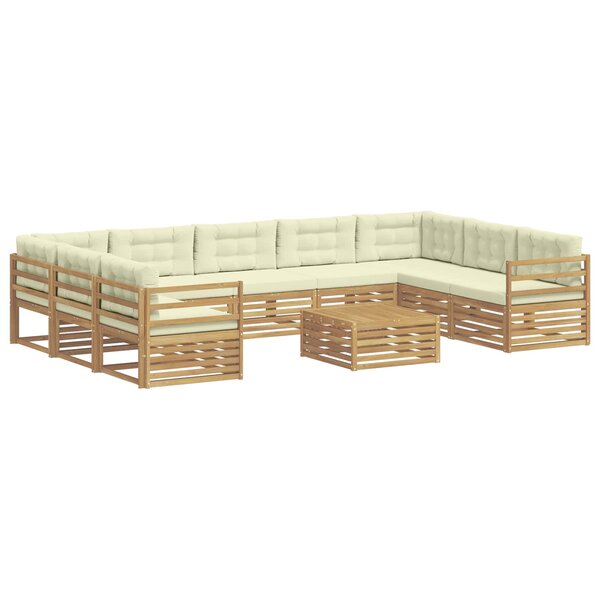 vidaXL Ensemble de canapés d'extérieur 10 Pièces Blanc et crème Polyester