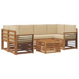 vidaXL Ensemble de canapés d'extérieur 7 pc Naturel et Beige
