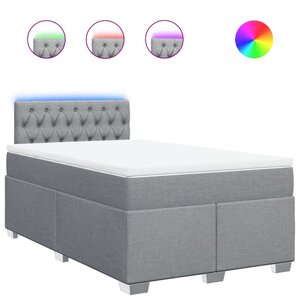 vidaXL Sommier à lattes de lit avec matelas Gris clair 120x200cm Tissu