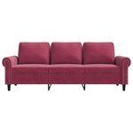 vidaXL Canapé à 3 places Rouge bordeaux 180 cm Velours
