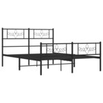 vidaXL Cadre de lit métal sans matelas avec pied de lit noir 160x200cm