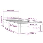 vidaXL Cadre de lit Marron miel Bois de pin massif 90x200 cm