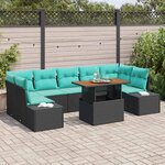 vidaXL Ensemble de salle à manger pour jardin 8 Pièces Noir et Sarcelle