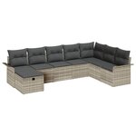 vidaXL Ensemble de canapé de jardin 8 Pièces Gris clair Poly rotin