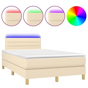 vidaXL Sommier à lattes de lit matelas et LED crème 120x190 cm tissu