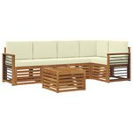 vidaXL Ensemble de canapés d'extérieur 6 pc Naturel et Crème Polyester