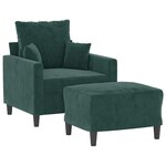vidaXL Fauteuil avec repose-pied Vert foncé 60 cm Velours