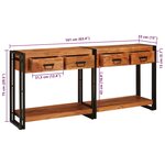 vidaXL Tables console avec tiroir 2 Pièces Marron Bois d'Acacia Massif