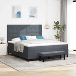 vidaXL Lit à ressorts avec matelas Gris foncé 180 x 200 cm Velours