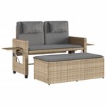 vidaXL Banc inclinable de jardin avec coussins beige résine tressée