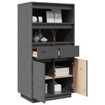 vidaXL Buffet haut Gris 60x40x116 5 cm Bois massif de pin