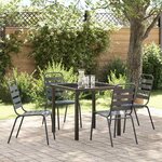 vidaXL Ensemble de salle à manger pour jardin 5 Pièces Gris foncé Acier