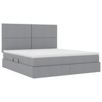 vidaXL Lit de rangement LED avec matelas Gris clair 160 x 200 cm Tissu