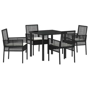 vidaXL Ensemble de salle à manger pour jardin 5 Pièces Noir polyrotin