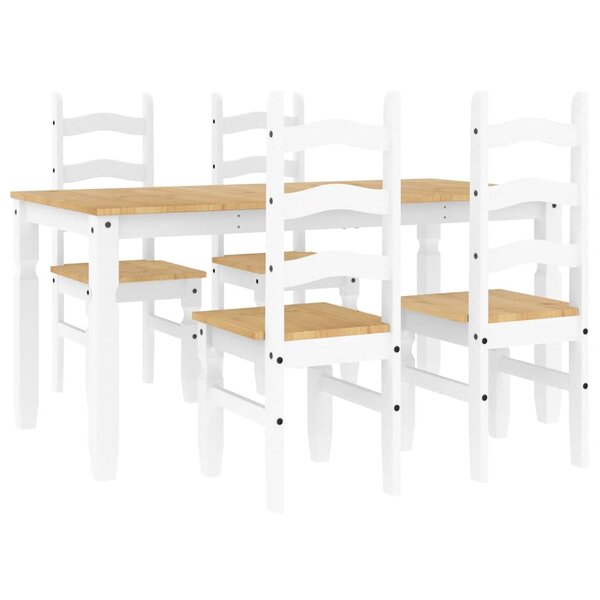 vidaXL Ensemble à manger Panama 5 Pièces blanc bois de pin massif
