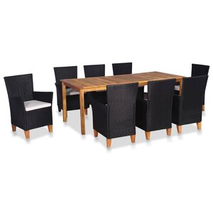vidaXL Ensemble à manger d'extérieur 9 Pièces Résine tressée noir marron