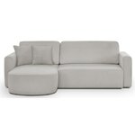 Canapé d'angle convertible et réversible 3 places GALET - Velours côtelé gris - Coffre de rangement - 238 x 154 x 86 cm
