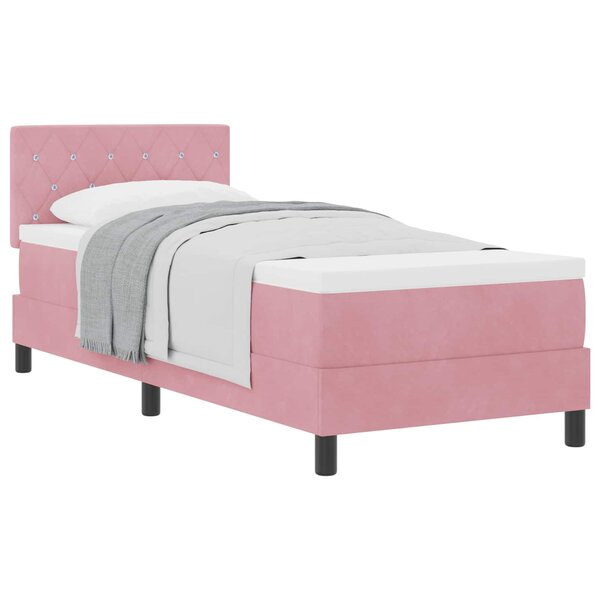 vidaXL Lit à ressorts avec matelas Rose 80 x 200 cm Velours