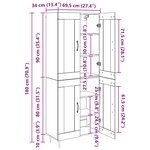 vidaXL Haut Armoire 2 Pièces Chêne noir Bois d'ingénierie