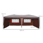Tonnelle barnum tente de réception pliante pop up 6 x 3 x 2 55 m + sac de transport chocolat