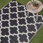 Tapis extérieur terrasse réversible - Tapis de jardin imperméable et résistant UV - Nola - Noir- 180x270 cm - HOMESCAPES