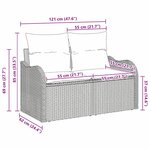 Canapé de jardin 2 places vidaXL avec coussins Beige en poly rotin