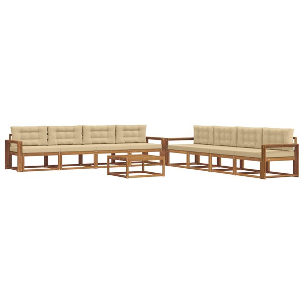 vidaXL Ensemble de canapés d'extérieur 9 Pièces Naturel et Beige