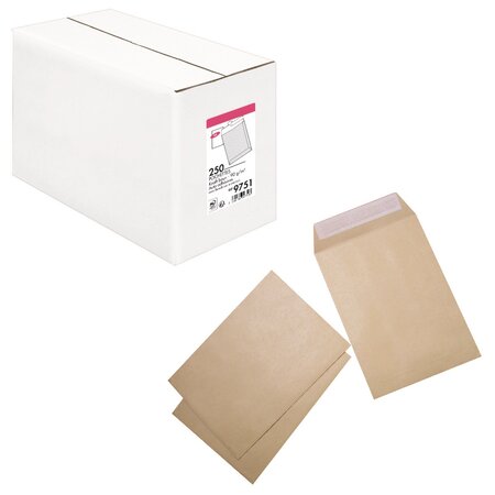 Lot de 250 Pochettes kraft 260x330 Autocol avec Bandes