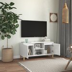 vidaXL Meuble TV avec pieds en bois Blanc brillant 103 5x35x50 cm