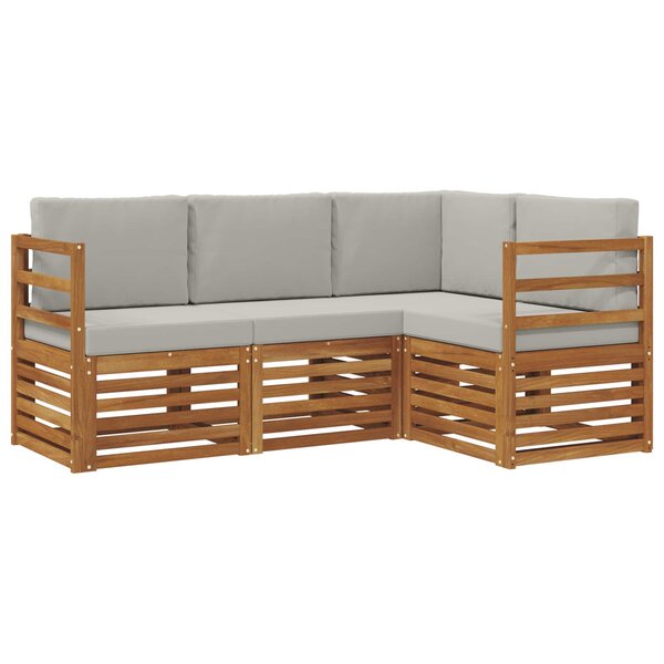 vidaXL Ensemble de canapés d'extérieur 4 pc Gris Naturel et Clair