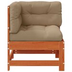 vidaXL Canapé d'angle de jardin Bois de pin massif Brun cire